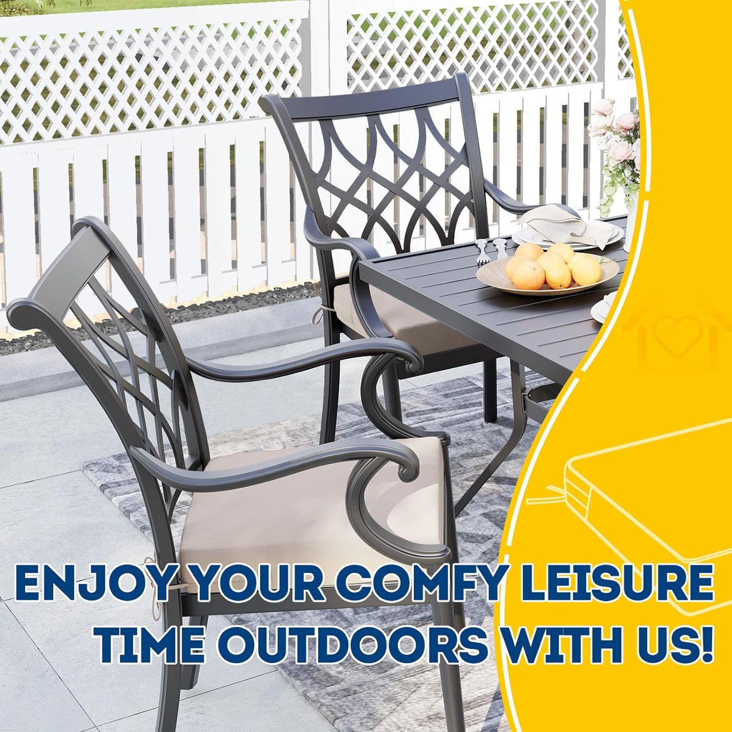 AAAAAcessories Outdoor Seat Cushions for Chairs, Waterproof, Fade-Resistant Patio Furniture Replacement Cushions, 19" x 19" x 3", Set of 2, Khaki Beige