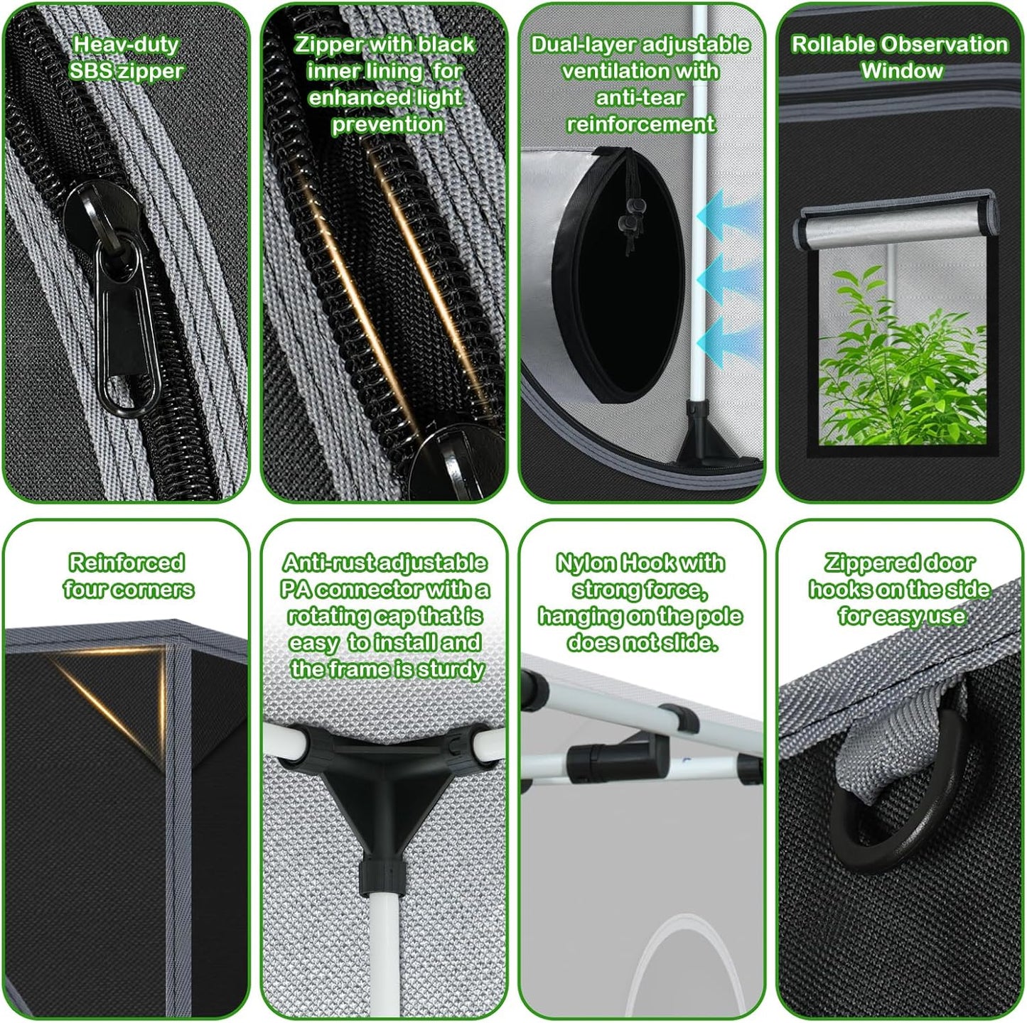 Grow Tent 60"x60"x78" Growing Tents for Indoor Plant 600D Mylar Hydroponic High Reflective Grow Tent for Plant Fruit Flower Veg Growing 5x5