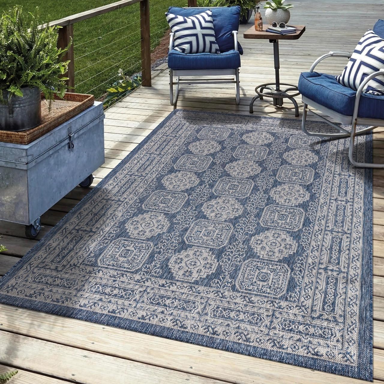 Keen Home Design Terrace Outdoor Area Rug - 8x10 Washable Indoor/Outdoor Rug for Patio, Kitchen, Balcony, Beach, Garden, Deck and Porch, Size: 7'7"x10'