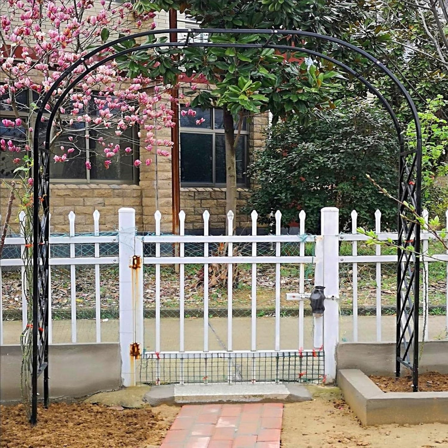 Heavy Duty Steel Garden Arbor & Trellis Arch for Grape Vines Climbing Plants Pergola Outdoor Theme Decoration Archway 180cm 260cm 340cm 140cm (Color : Black, Size : 118" W x 91" H)