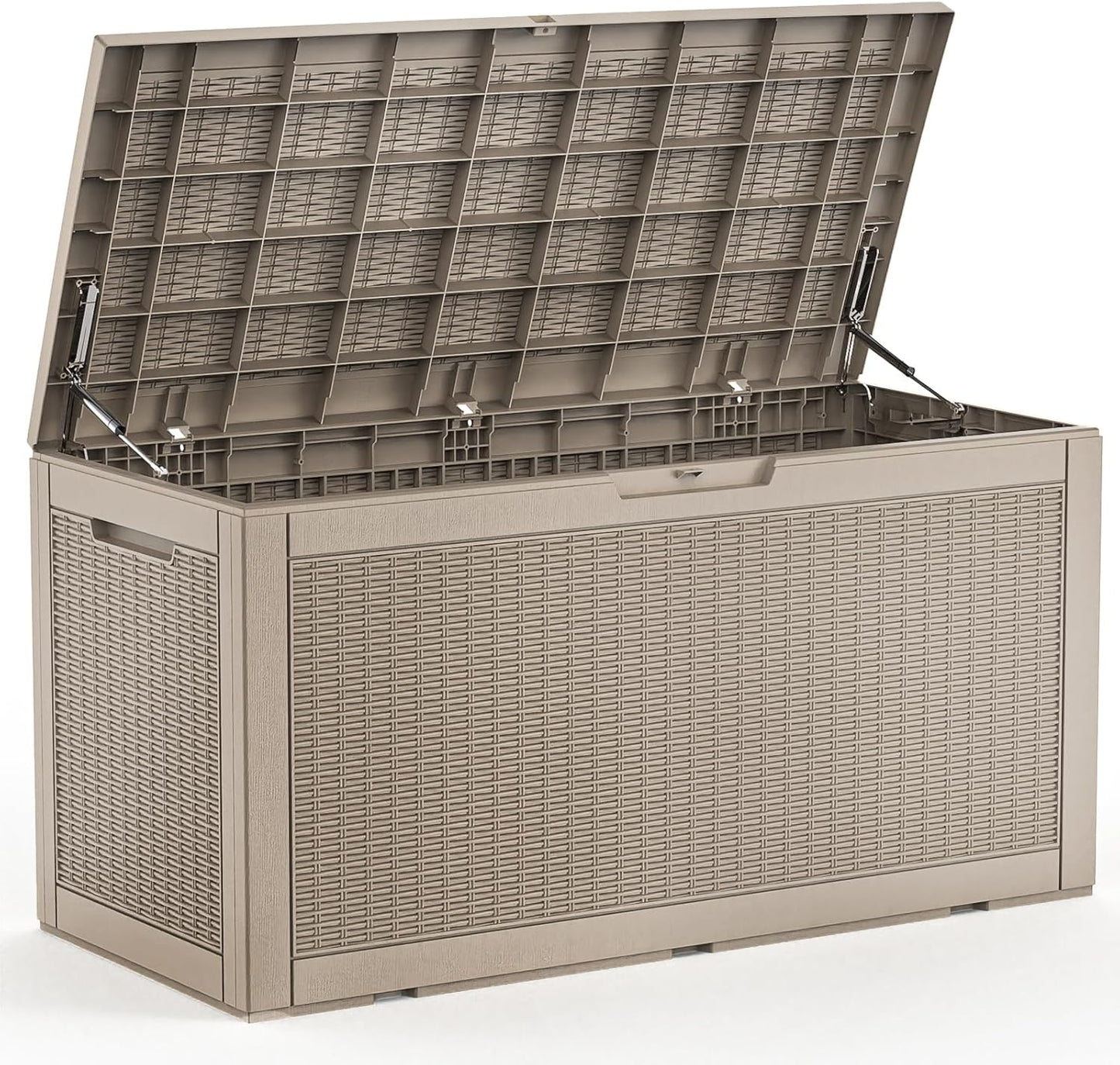 100 Gallon Waterproof Outdoor Storage Box,Resin Deck Box,Lockable Outside Storage Box Container for Patio Furniure,Garden,Pool Tools (100 Gallon,Grey pattern)