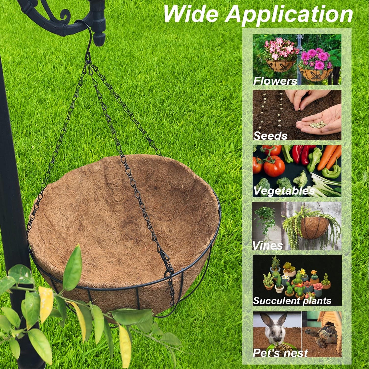 EROCK 2Pcs Coco Liners for Planters Hanging Basket, Round 8/10/12/14/16 inch Thick Coconut Coir Coco Fiber Liners for Planters Garden Patio Porch Window Plants Flowers Pot Indoor Outdoor (16 inch)