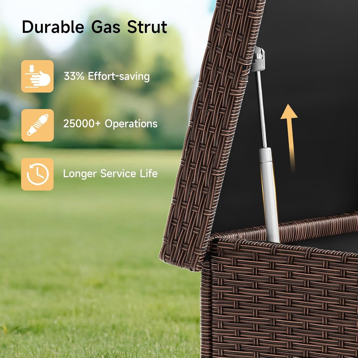 158 Gallon XL Deck Box with Lid, All Weather Wicker Outdoor Storage Box Waterproof, Large Outdoor Patio Storage Bin for Cushions, Garden Tools, Gears, Pool Accessories, Brown