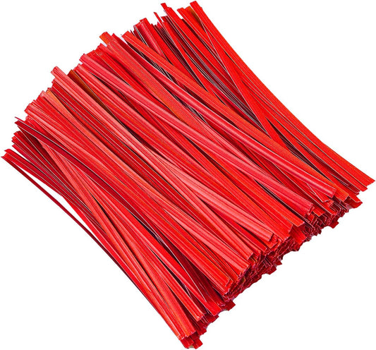 500 Pcs 5" Paper Red Twist Ties, for Party Cello Candy Bread Coffee Bags Cake Pops