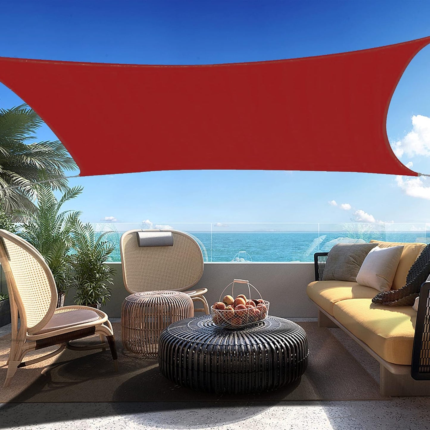20' x 23' Red Rectangle Sun Shade Sail SSP1212 Canopy Durable Fabric UV Block Awning,We Make Custom Orders