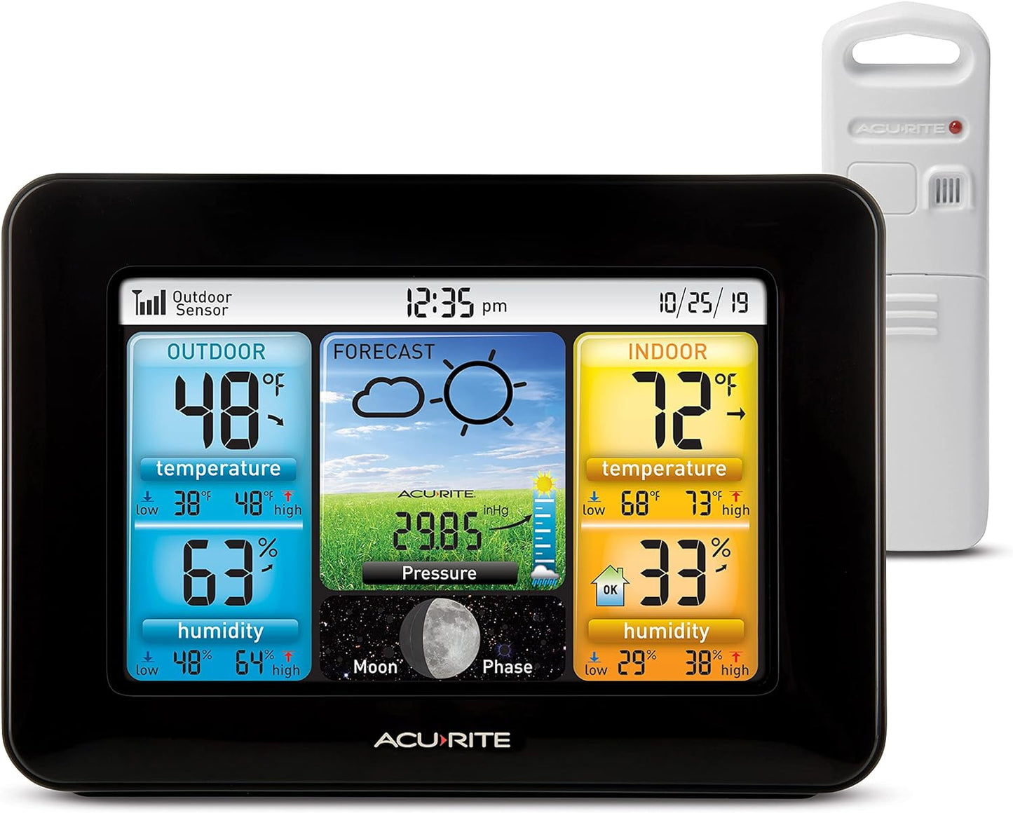 AcuRite Wireless Home Weather Station with Color Display, Indoor Outdoor Thermometer and Temperature Sensor (02077M)