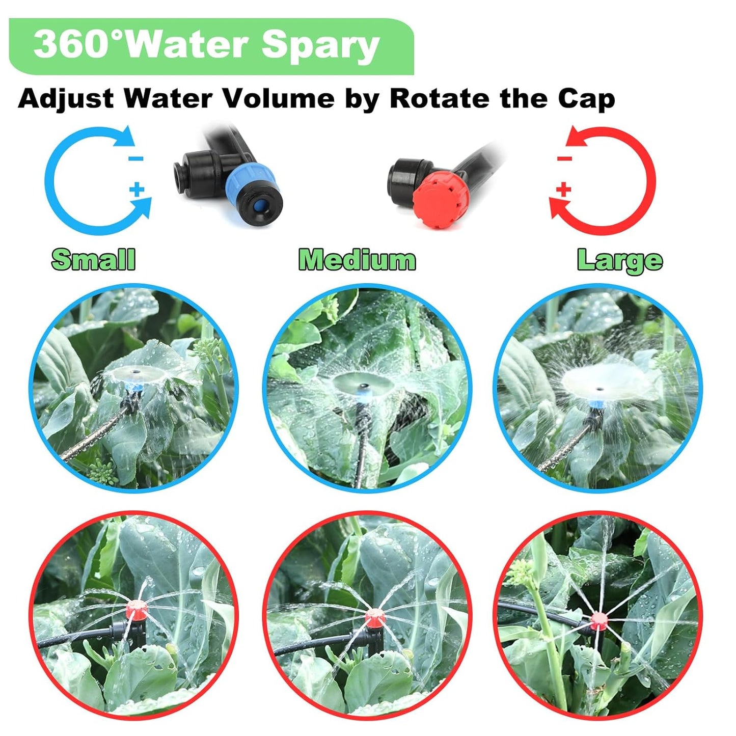 177FT Drip Irrigation Kit – 2025 New Quick-Connect Micro Irrigation System with 46FT 1/2'' Tubing, Locking Nozzle Emitters, Adjustable Misting Sprayers for Gardens, Lawns, Raised Beds and Greenhouses