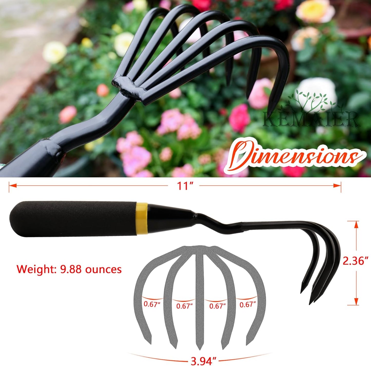 Garden Tool Set - Featuring a Heavy-Duty Stainless Steel Hand Cultivator, Transplant Shovel, Trowel, Crack Weeder, and Dandelion Weeder - The Ultimate, Unbreakable Gardening Gift