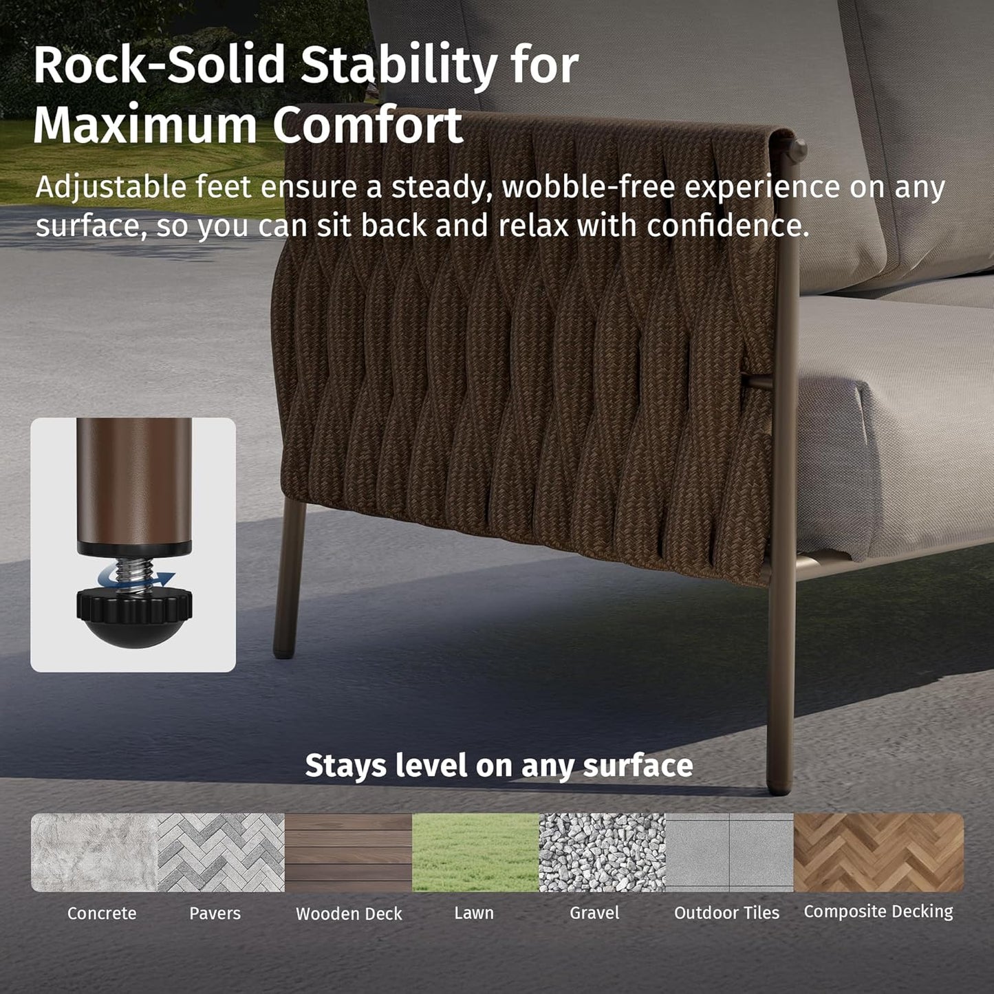 EAST OAK Outdoor Furniture | Life Chatter Loveseat | 2 Seater Sofa with 6.7" Thick Washable Cushions | Deep Seating Patio Furniture for Garden, Porch, Balcony & Backyard | Chestnut & Apricot