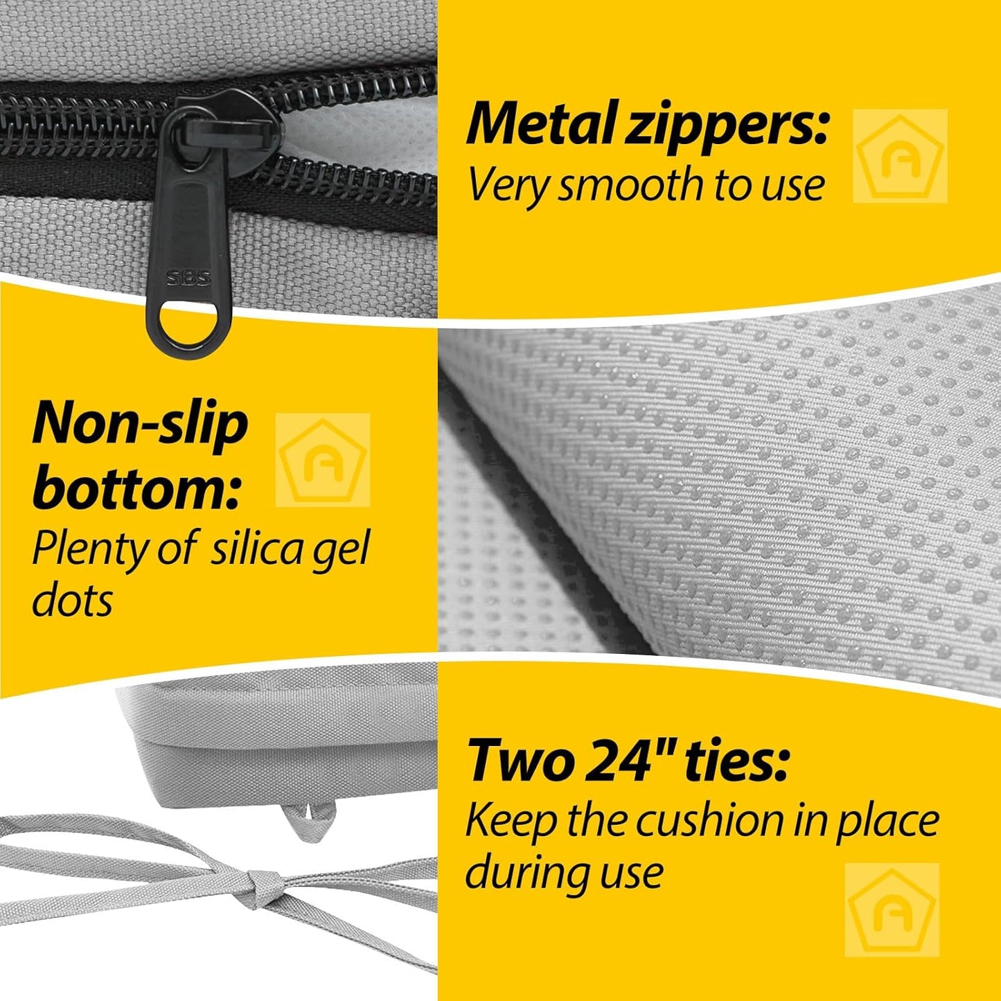 AAAAAcessories Outdoor Seat Cushions for Chairs, Waterproof, Fade-Resistant Patio Furniture Replacement Cushions, 18" x 18" x 2", Set of 2, Gray