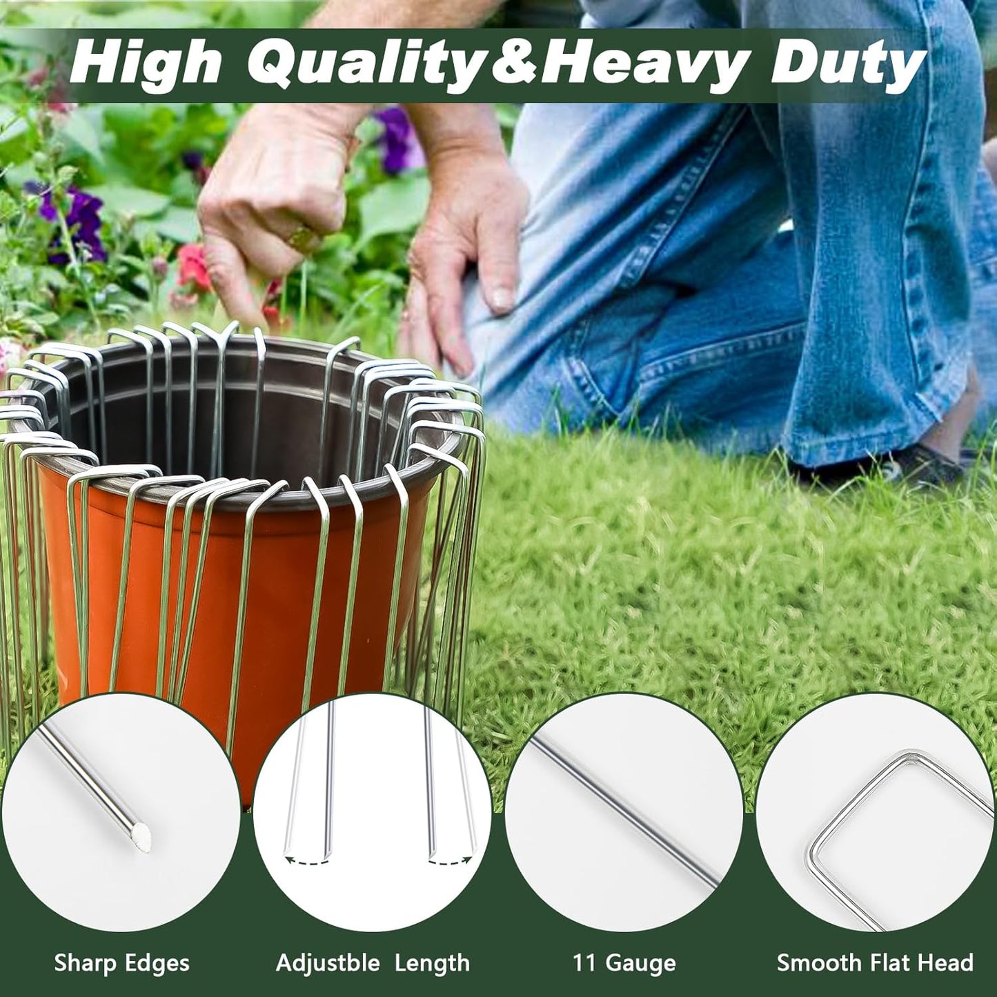 FEED GARDEN 6 Inch 100 Pack Galvanized Landscape Staples Plant Cover Stakes 11 Gauge Tent Stakes Garden Stakes Landscaping Fabric SOD Pins Yard Stakes for Decoration Weed Barrier Fabric