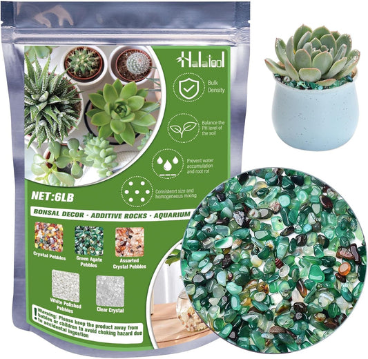 Halatool 6LB Green Pebbles 0.35"- 0.6" Aquarium Gravel for Fish Tank Natural Landscaping Pebbles for Home Decor Decorative Polished Stones for Succulents Potted Plants DIY Handmade & Vase Filler