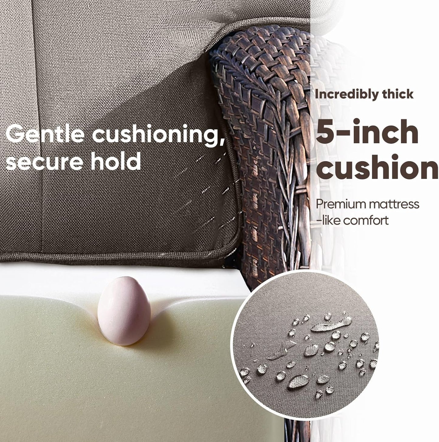 4-Piece Rotating Balcony Chair Set with 31-inch T-Shaped Wide backrest - Rattan Outdoor Rotating Balcony Chairs, Wide backrest Comfortable Outdoor Sliding Chair - Brown | Grey