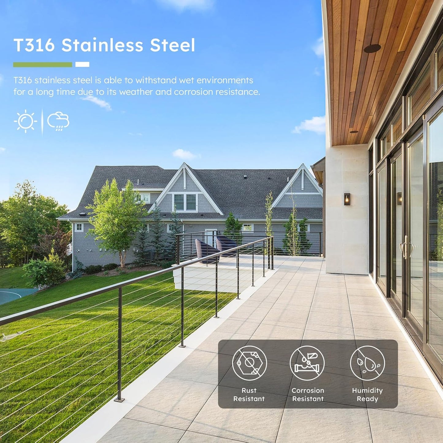 500FT 1/8" T316 Stainless Steel Cable, Wire Rope Aircraft Cable for Deck Cable Railing Kit and DIY Balustrades, 7x7 Strands Construction, Comes with a Cutter