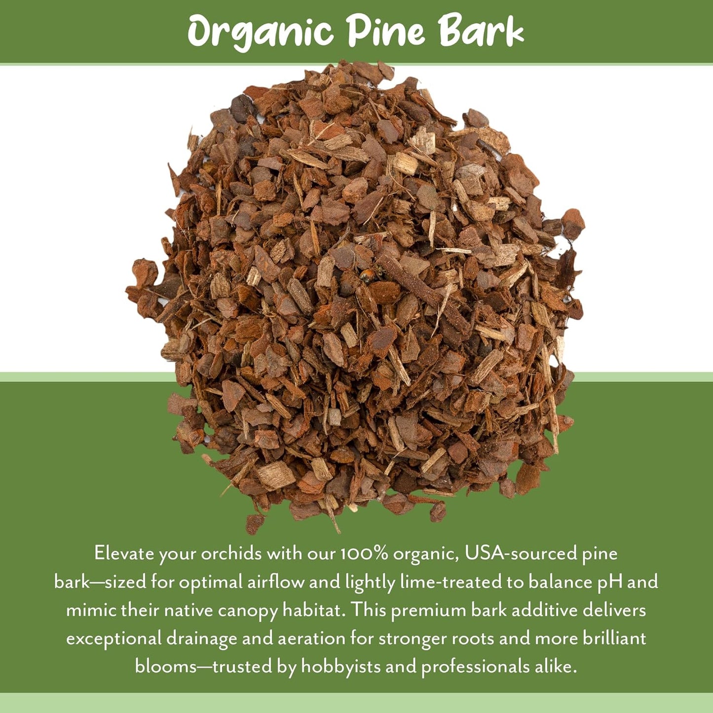 100% Organic Orchid Potting Bark (30 Quarts), All-Natural USA-Sourced Pine Bark Orchid Mix Additive