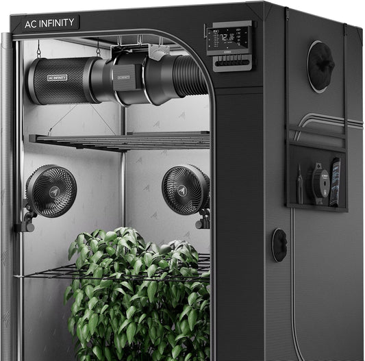AC Infinity AI Grow System PRO 5x5, 6-Plant Kit w/Self-Learning AI Controller, Dynamic Airflow & LM301H EVO LED Lighting Control, 2000D Mylar Tent w/Lab-Tested Reflectivity, Largest Zippered Window