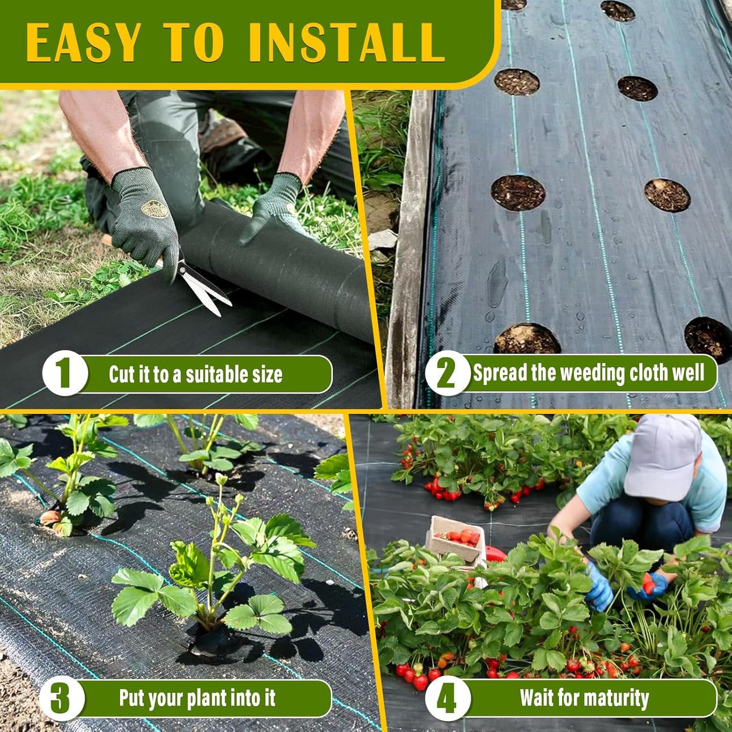 4Ft x 300Ft Weed Barrier Fabric Heavy Duty, Garden Fabric Weed Barrier, Weed Barrier Landscape Fabric, Ground Cover Weed Barrier for Landscaping Fabric, Garden Fabric by KAKO