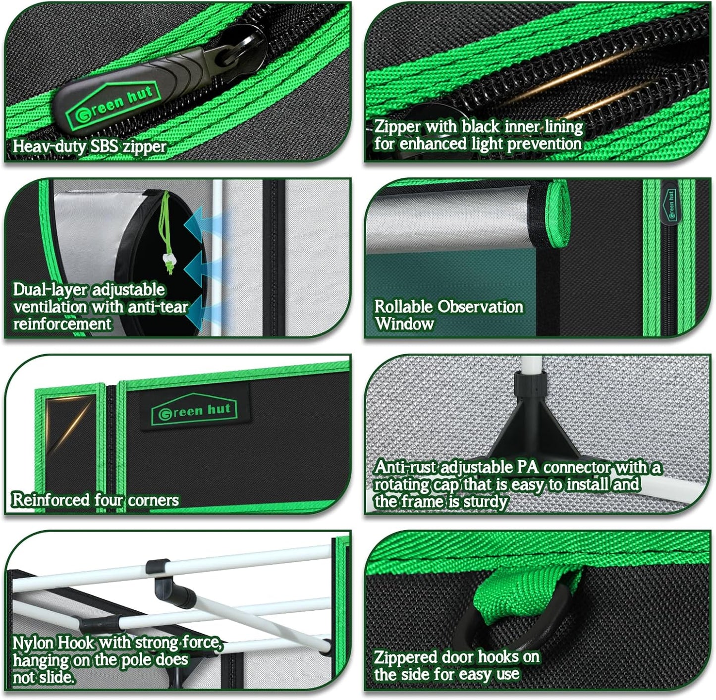 Grow Tent 96"x48"x78" 600D Mylar Hydroponic Indoor Grow Tent with Observation Window, Removable Floor Tray and Tool Bag for Indoor Plant Growing 8x4