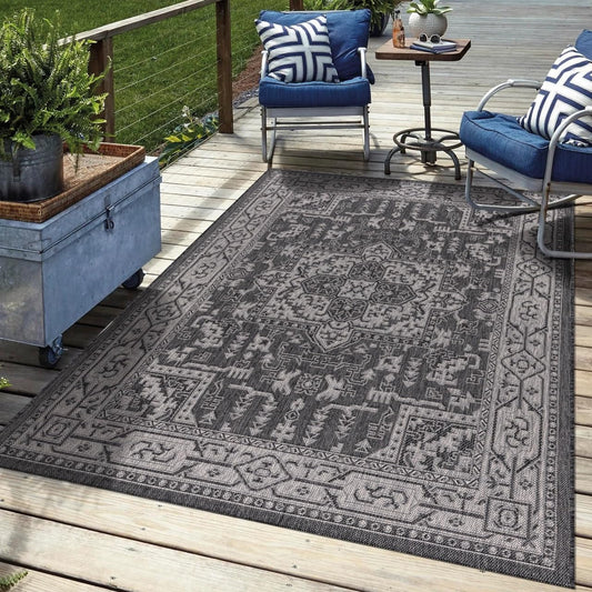 Keen Home Design Terrace Outdoor Area Rug - 8x10 Washable Indoor/Outdoor Rug for Patio, Kitchen, Balcony, Beach, Garden, Deck and Porch, Size: 7'7"x10'