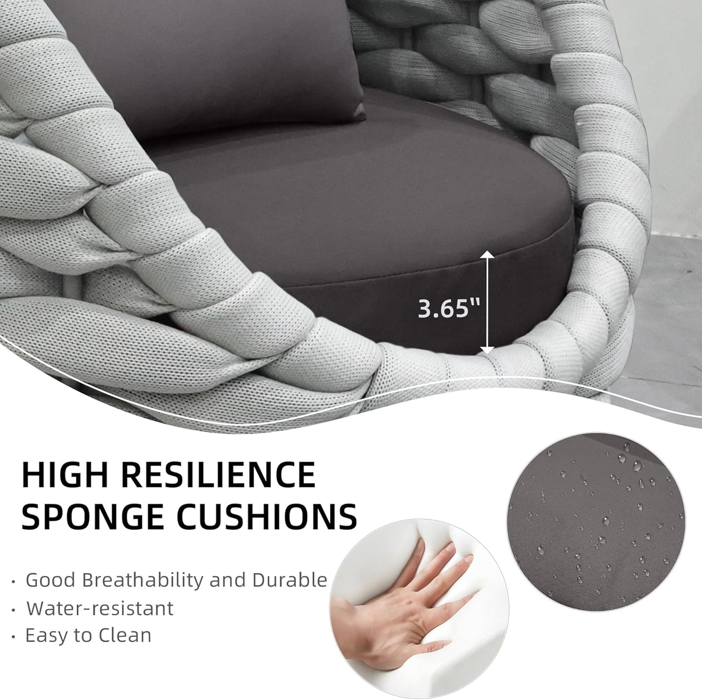 Aluminum Outdoor Patio Furniture Set with Coffee Table, 6 Piece Patio Conversation Sets with Washable Cushions Covers, Patio Sectional Furniture Set for Porch, Balcony, Deck, Yard