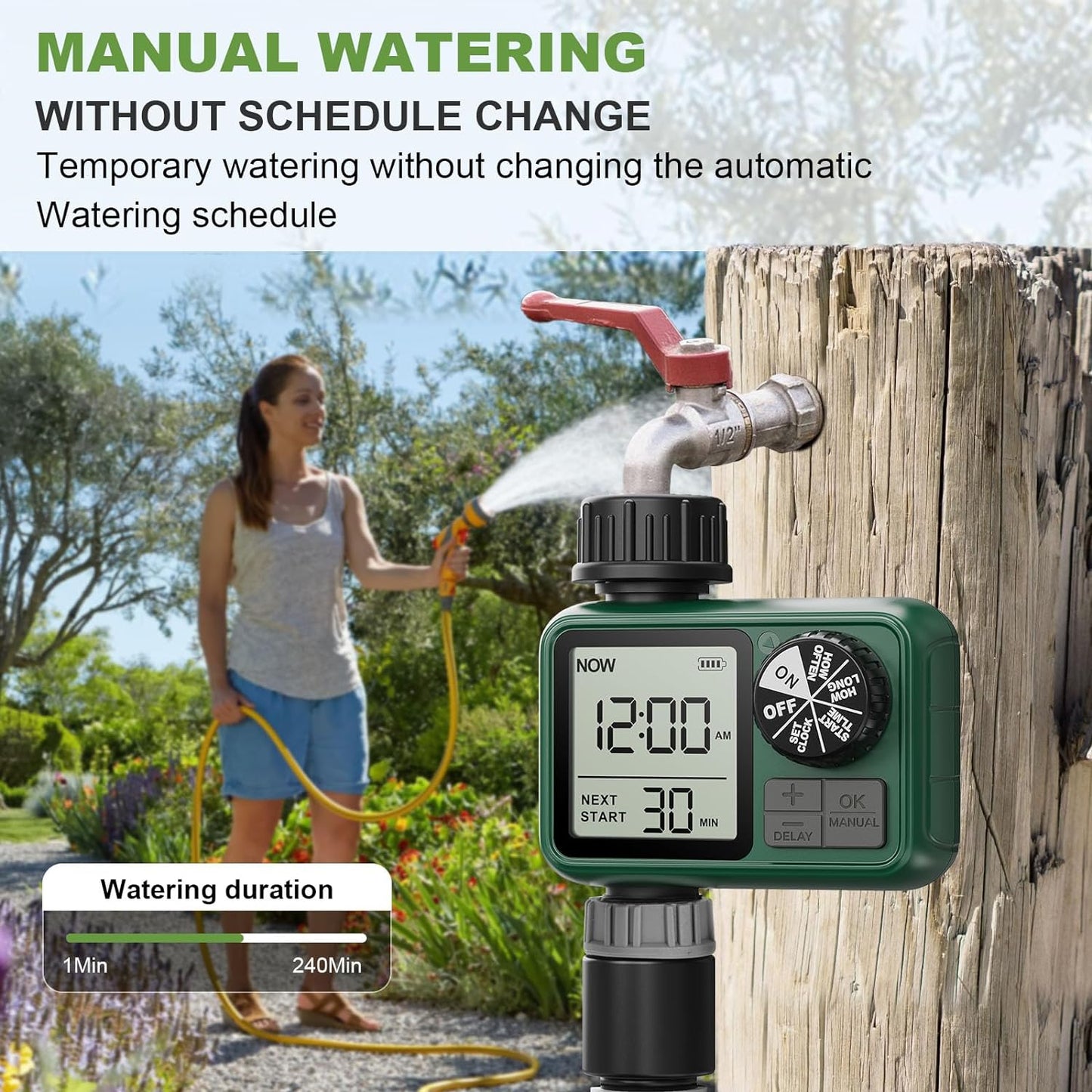 2 Pcs Sprinkler Timers, XinFuturse Water Timer, Programmable Garden Hose Timer with Rain Delay, Manual& Automatic Watering System, Waterproof Irrigation Controller Watering Lawn Evenly& Efficiently