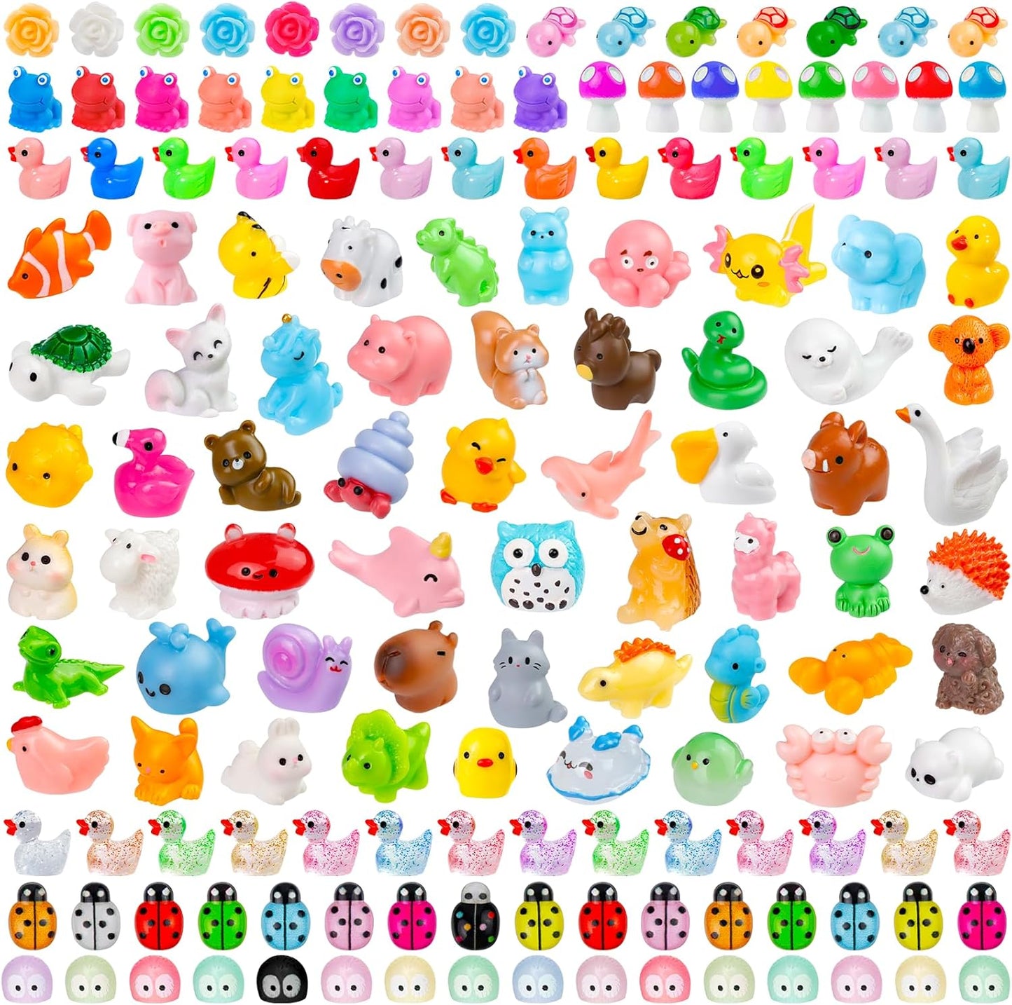 200 Pcs Mini Resin Animals Colorful Mini Animals Figures in Bulk Miniature Little Small Animals Figurines for Fairy Garden Landscape Dollhouse Accessories DIY Crafts Aquarium Decor