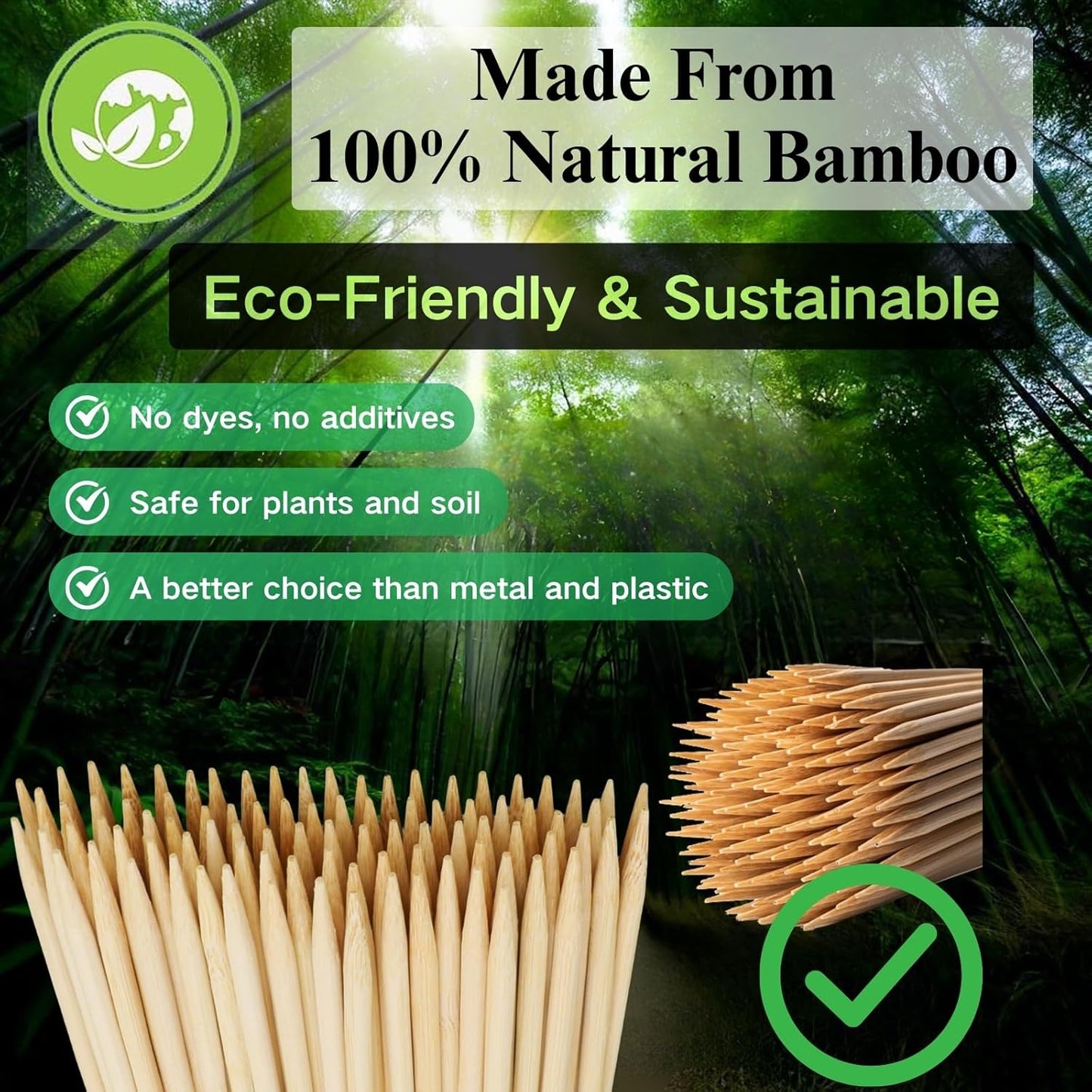 100 PCS 2FT (24 Inch) Bamboo Plant Stakes – Natural Bamboo Sticks for Indoor & Outdoor Plants – Garden Stakes & Plant Support Stakes for Tomato, Beans, Climbing Plants & More – VESYMAN