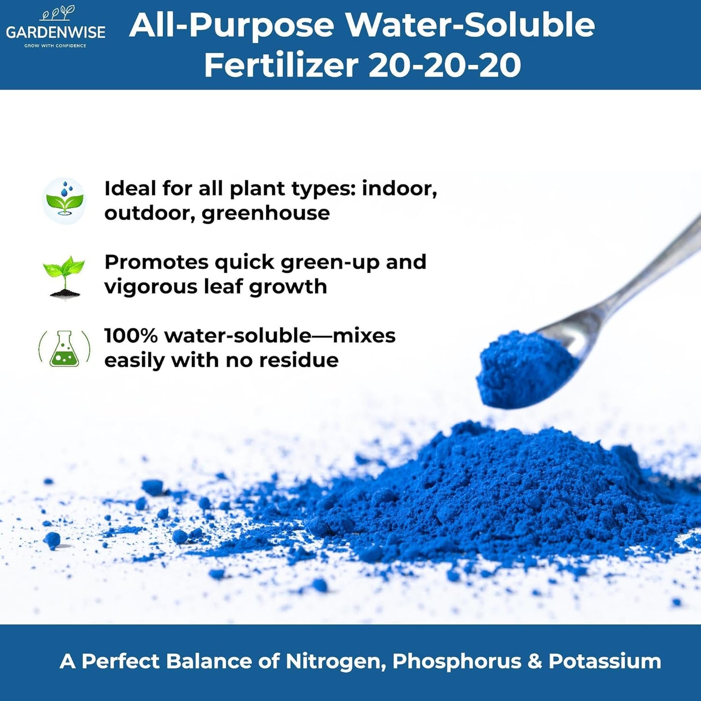 20-20-20 Water-Soluble Fertilizer – Powder for Liquid Plant Food for Indoor & Outdoor Plants, Orchids, Vegetables, Lawns, Flowers – 20 20 20 Fertilizer 1/2 Quart (1 lb)