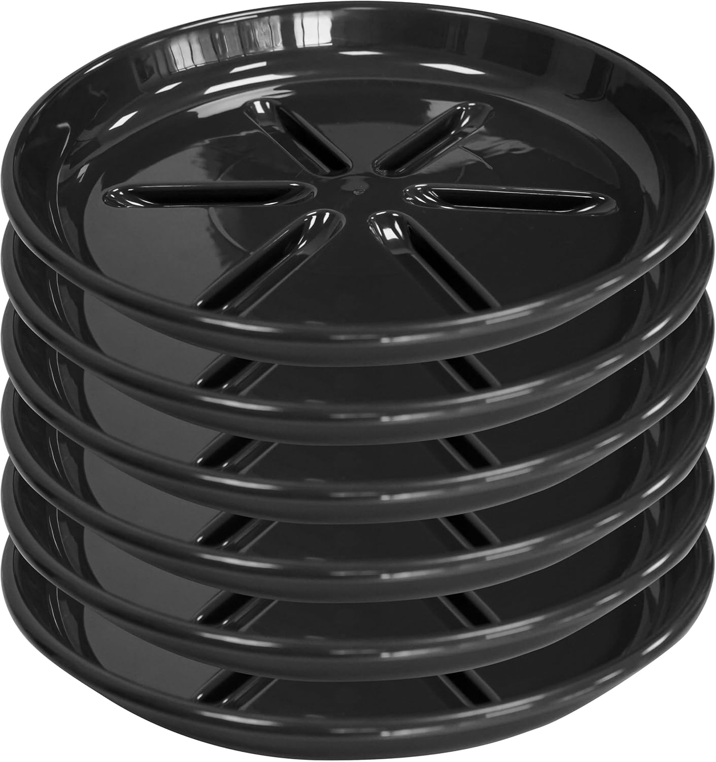6 Pack of Plant Saucer 10 inch, Heavy Duty Pot Saucers for Plants, Plant Drip Trays for Indoors Outdoor, Plant Water Tray for Planters, Black