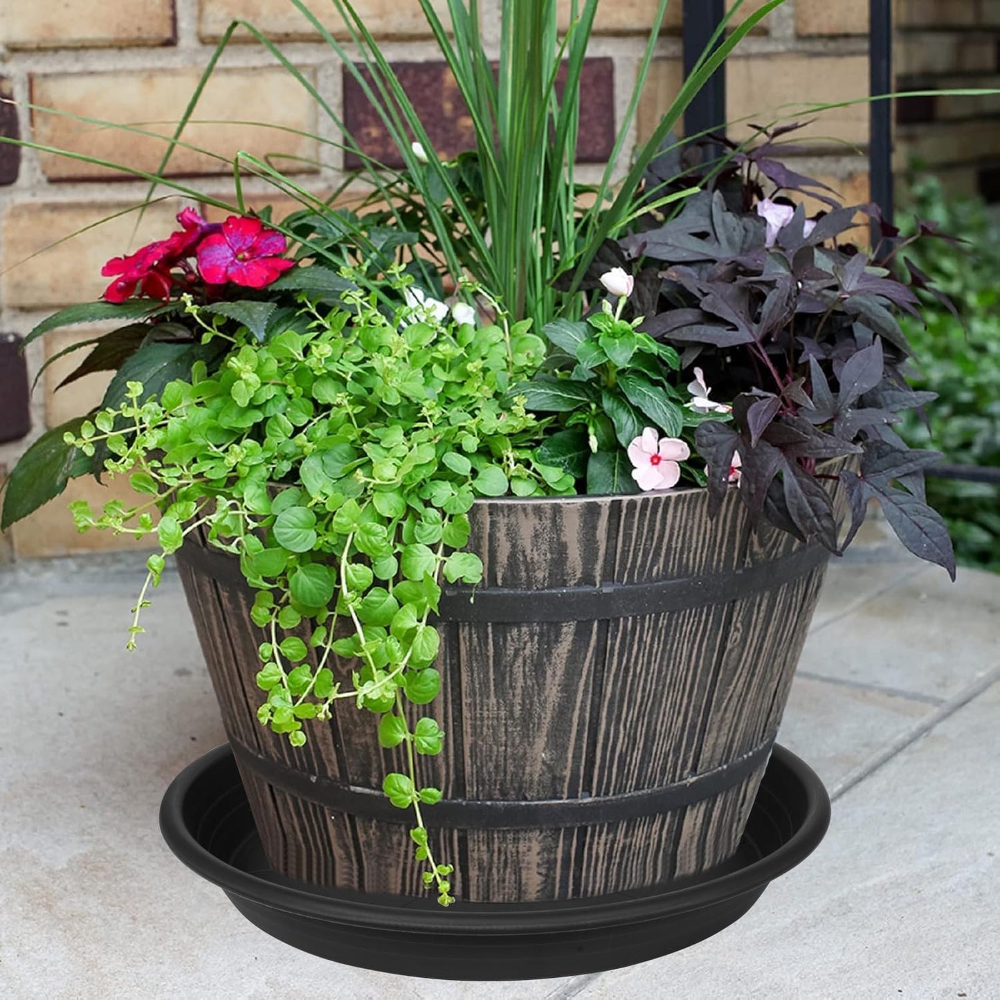 3 Pack of 22 inch Extra Large Plant Saucer, Bird Bath Bowls for Garden, Extra-Deep 3.4" Plant Tray, Plastic Pot Trays for Indoors Outdoors, Water Catcher for Gallon Grow Bags 19-22" (22", Black)