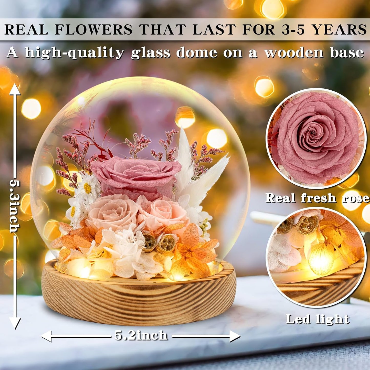 Flowers, Roses Gift – Fresh & Preserved Roses That Last Forever – Delivery to Show Love – Ideal Birthday Gift for Women, Unique for Mother’s Day & Christmas – Long-Lasting Forever Flowers