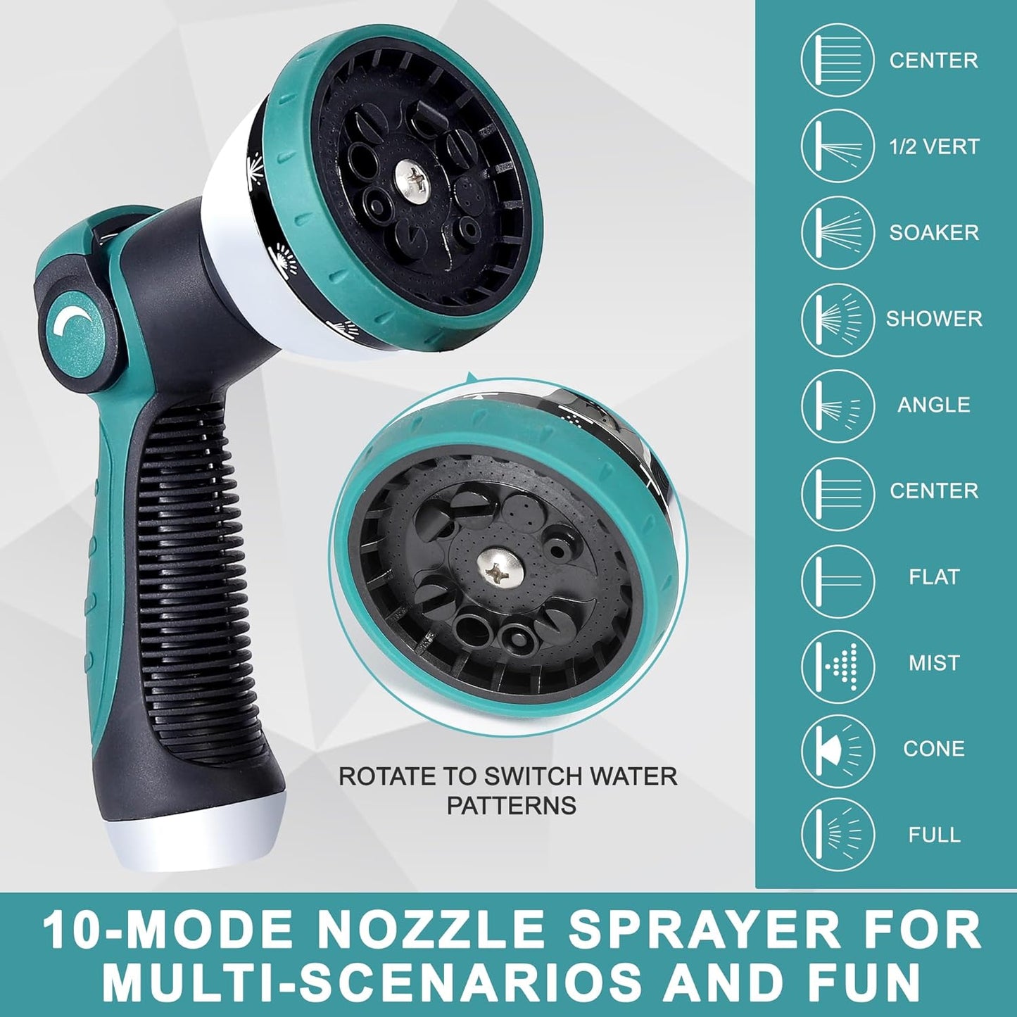 100FT 5/8'' Garden Hose, 304 Stainless Steel Water Hose, Flexible with a 10-Mode Nozzle Sprayer, No Kink, Lightweight, Puncture Proof Metal Hose, Ideal for Yard, Lawn, Outdoor