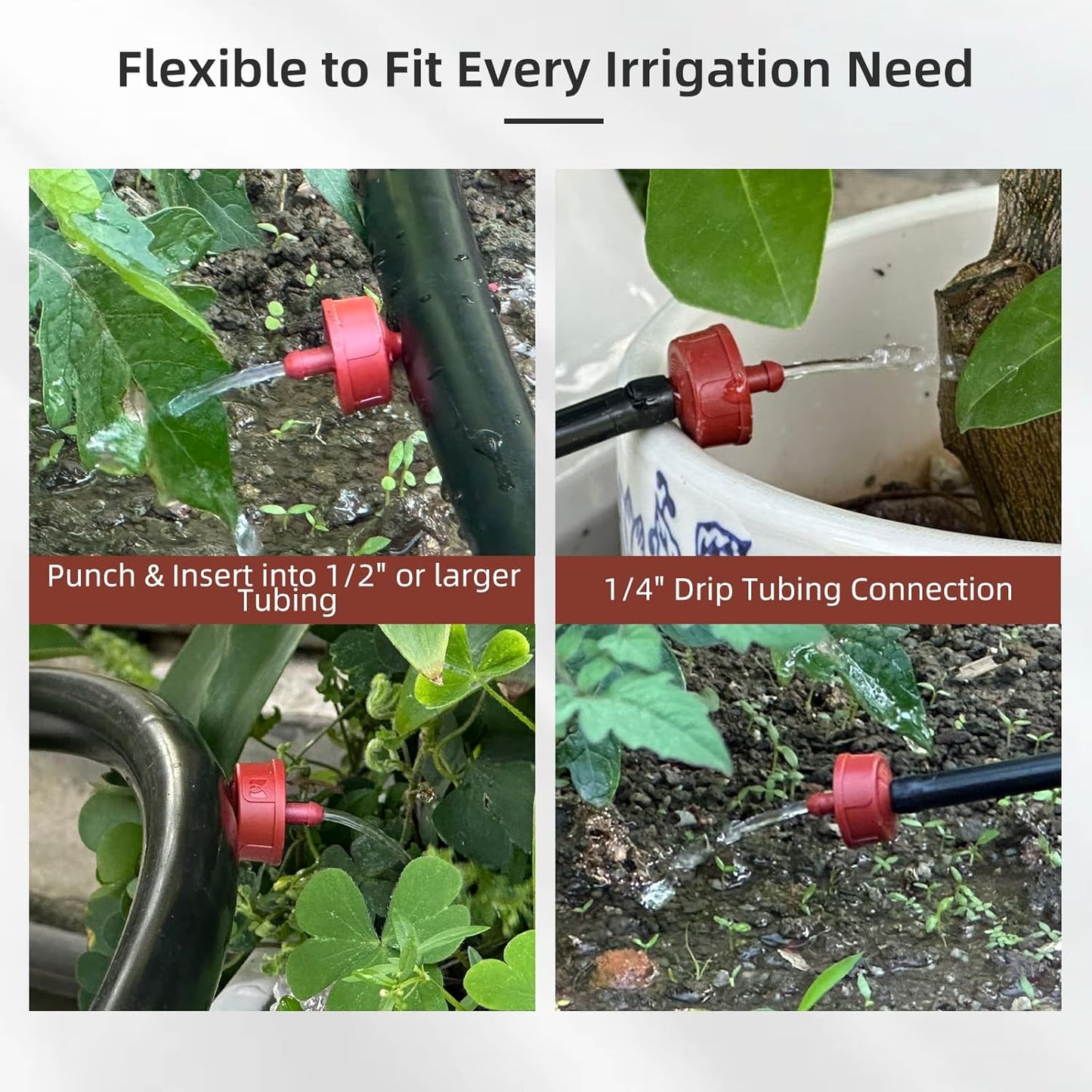 60PCS 2 GPH Pressure Compensating Drip Irrigation Spot Watering Drippers/Emitters, Self-Cleaning Constant Flow Drip Irrigation Emitters Heads Irrigation Drippers Parts for Drip Irrigation System
