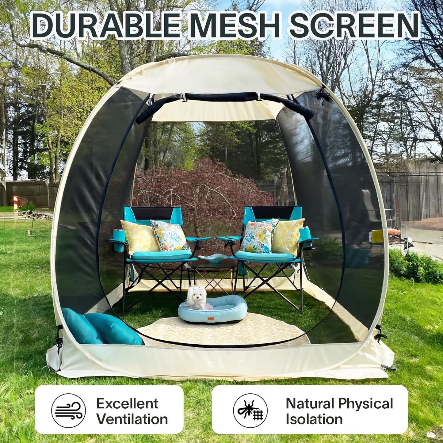 Alvantor Screen House Gazebo, 6-10-15 Person Pop Up Igloo Screened Canopy Tent with Mosquito Netting Sides, Instant UV Resistant Sun Shelter for Garden, Patio, Backyard
