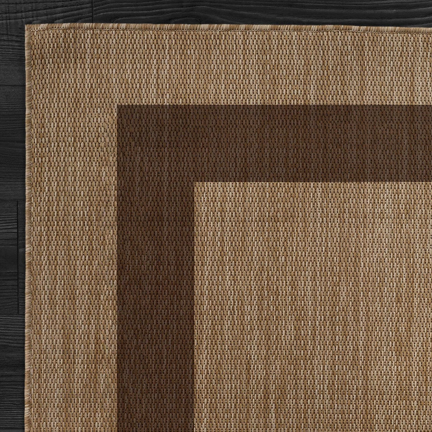 CAMILSON Outdoor Rug 9x12 - Large Modern Outside Rugs for Patios Porches Waterproof Durable Washable Non-Shedding, Easy-to-Clean Indoor Outdoor Area Carpet (9 x 12, Bordered - Jute)