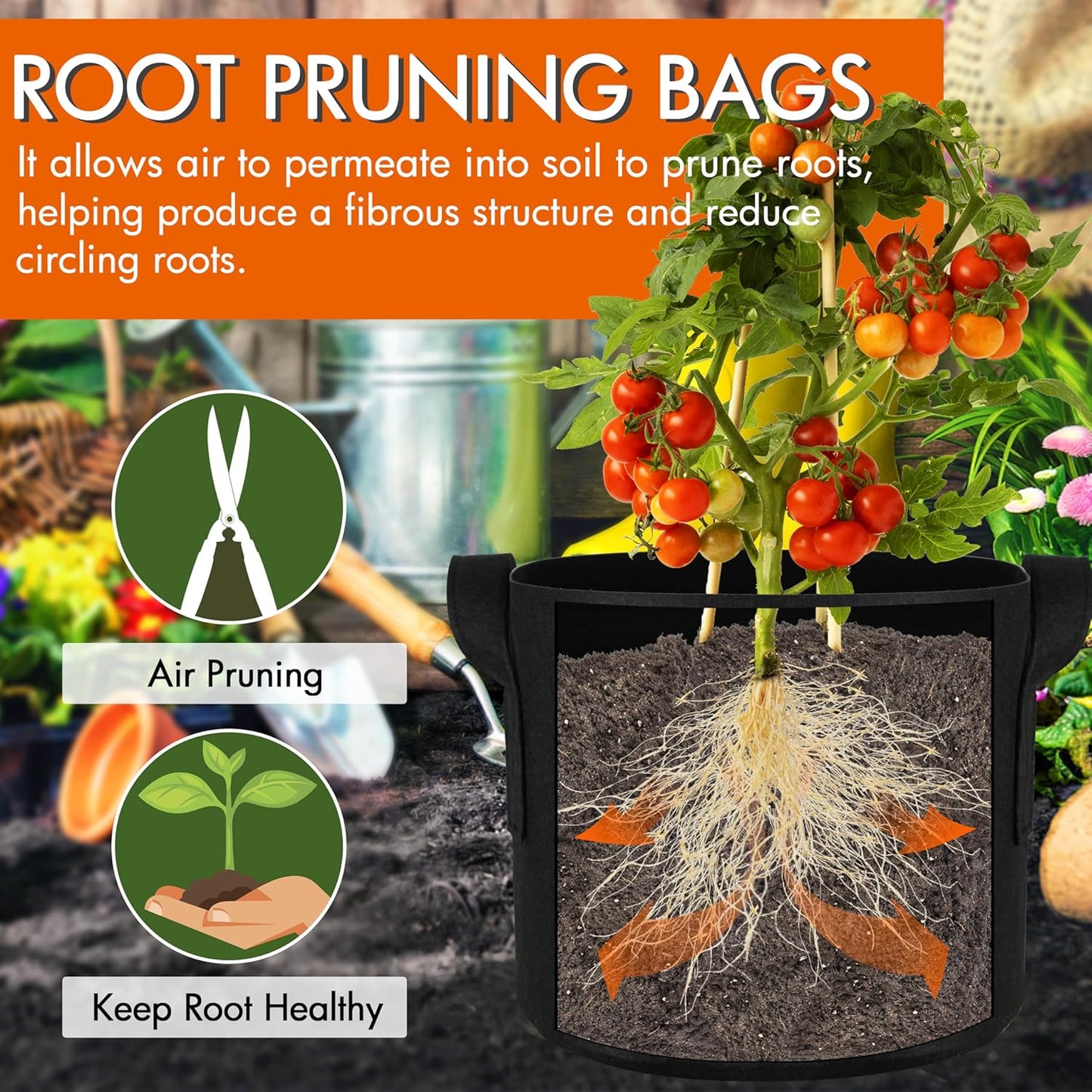 Gardzen 10-Pack 1 Gallon Grow Bags, Aeration Fabric Pots with Handles, Heavy Duty Cloth Pots for Plants