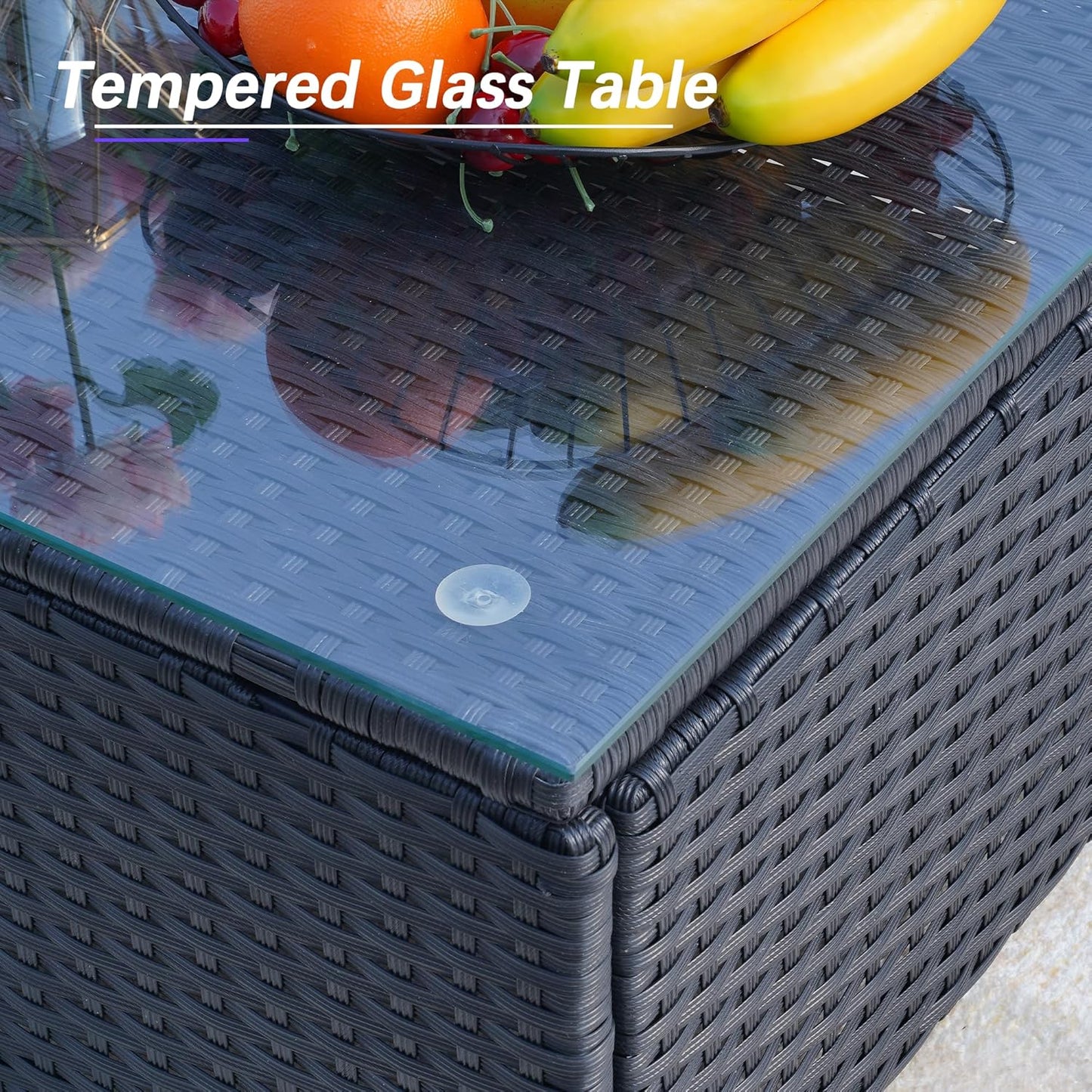 7 Piece Patio Furniture Set, Outdoor Couch Set—All-Weather Outdoor Furniture Sectional w Water Resistant Thick Cushions, Patio Sofa Set w 2 Extra Pillows and Coffee Table, Orange/Black