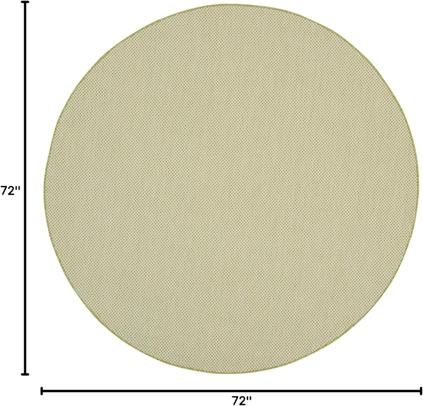 Nourison Home Courtyard Indoor/Outdoor Ivory Green 6' x Round Area Rug, Easy Cleaning, Non Shedding, Bed Room, Living Room, Dining Room, Backyard, Deck, Patio (6 Round)