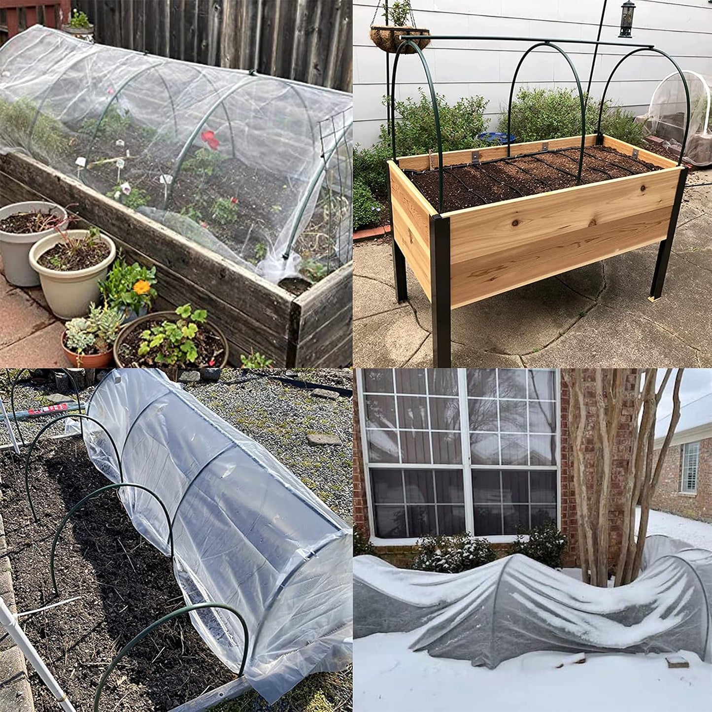 Gardzen Garden Hoops, DIY Greenhouse Hoops for Raised Beds, Row Cover, Garden Netting 24PCS