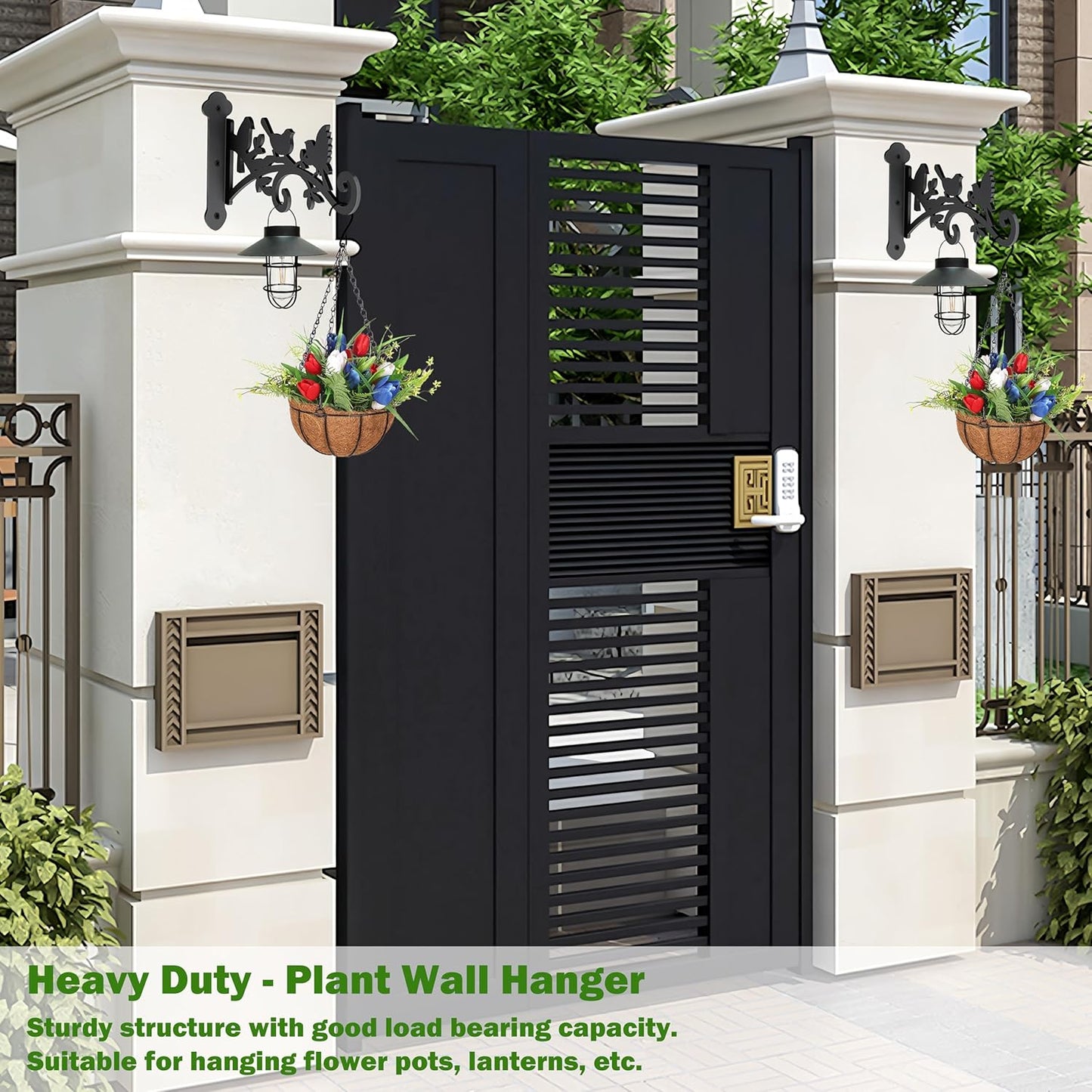 2 Pack Hanging Plant Hanger Outdoor 12-in Bird Feeder Wall Hooks - Heavy Duty Metal Plant Bracket Hook for Hanging Flower Baskets,Wind Chime