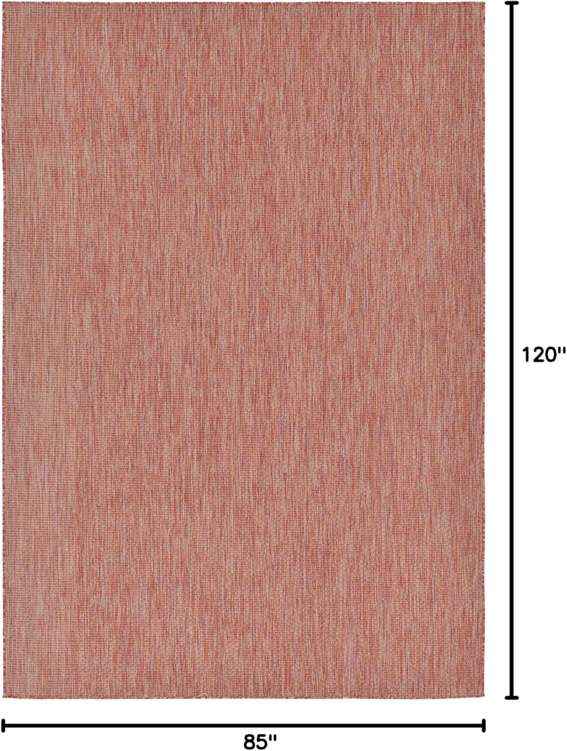 Unique Loom Collection Casual Transitional Solid Heathered Indoor/Outdoor Flatweave Area Rug (7' 1" x 10' Rectangle, Rust Red/Beige)