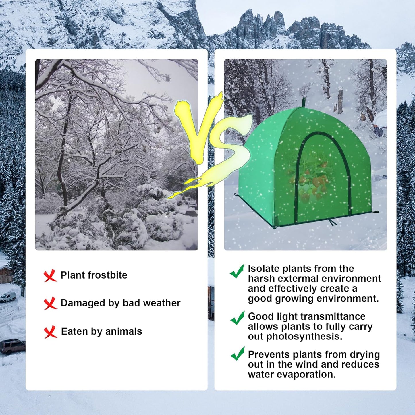 36″*36″*35.5″, Winter Plant Warm Covers - Raised Bed Cover, Garden Row Accelerator, Warm Tent Freeze Protection Humidity Domes for Germination, Seedling Propagation Protecting Plants from Animals 2PCS