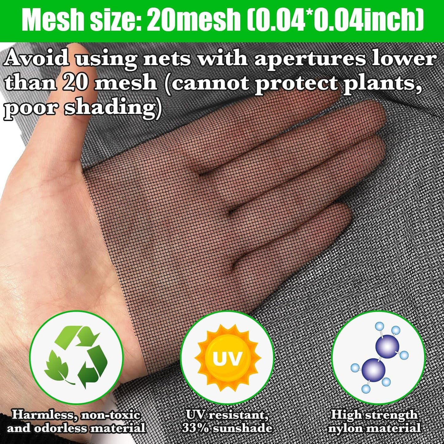9.8 x 32.8ft Thicker Garden Mesh Netting,Ultra Fine Plant Row Covers,PPT Nano Mosquito Netting Screen Bird Barrier Net for Outdoor Vegetable Plants Fruits Flowers,Patios Balconies,33% Shading Rate