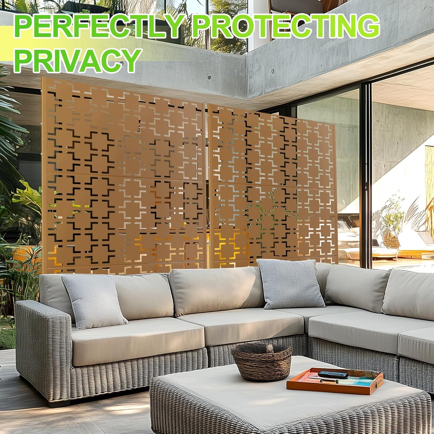 Outdoor Privacy Screen,72" H×47" W Metal Privacy Screen, Freestanding Privacy Fence Panels for Patio