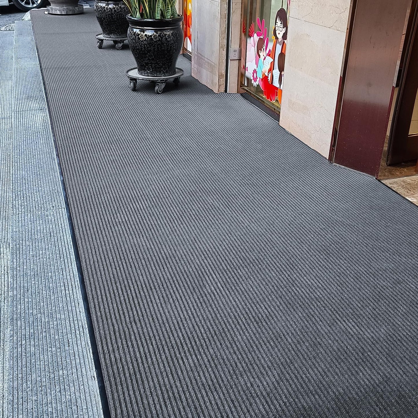 TANYOYO 3' X 10' Commercial Grade Door Floor Mat Brush Step Entrance Mat Vinyl Backed Utility Doormat Heavy Duty Floor Rugs Commercial Outdoor Carpet Indoor Entrance Mat