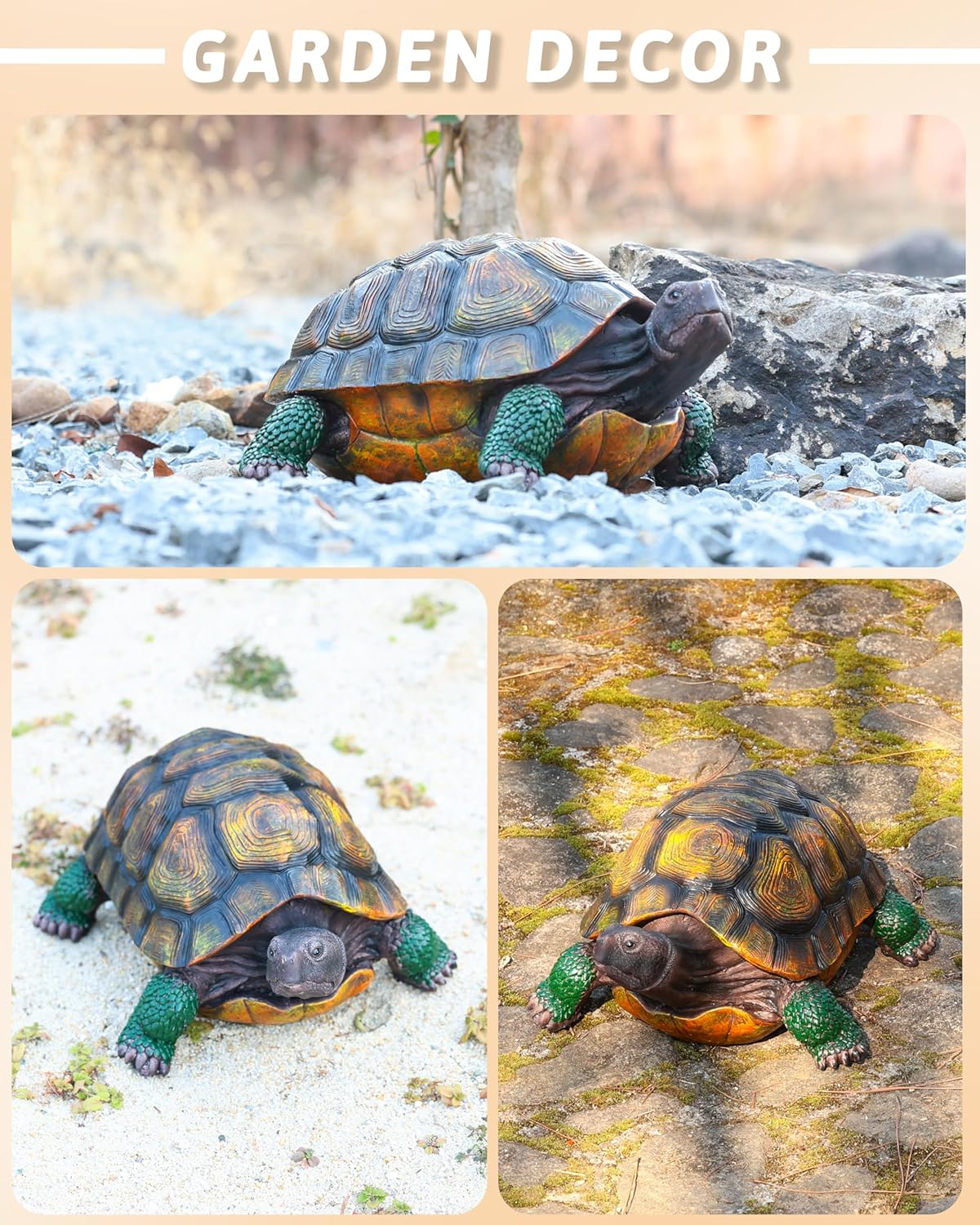 Turtle Statue,Resin Garden Sculpture Indoor/Outdoor Yard Lawn Ornament,Home Decor (Extra Large)