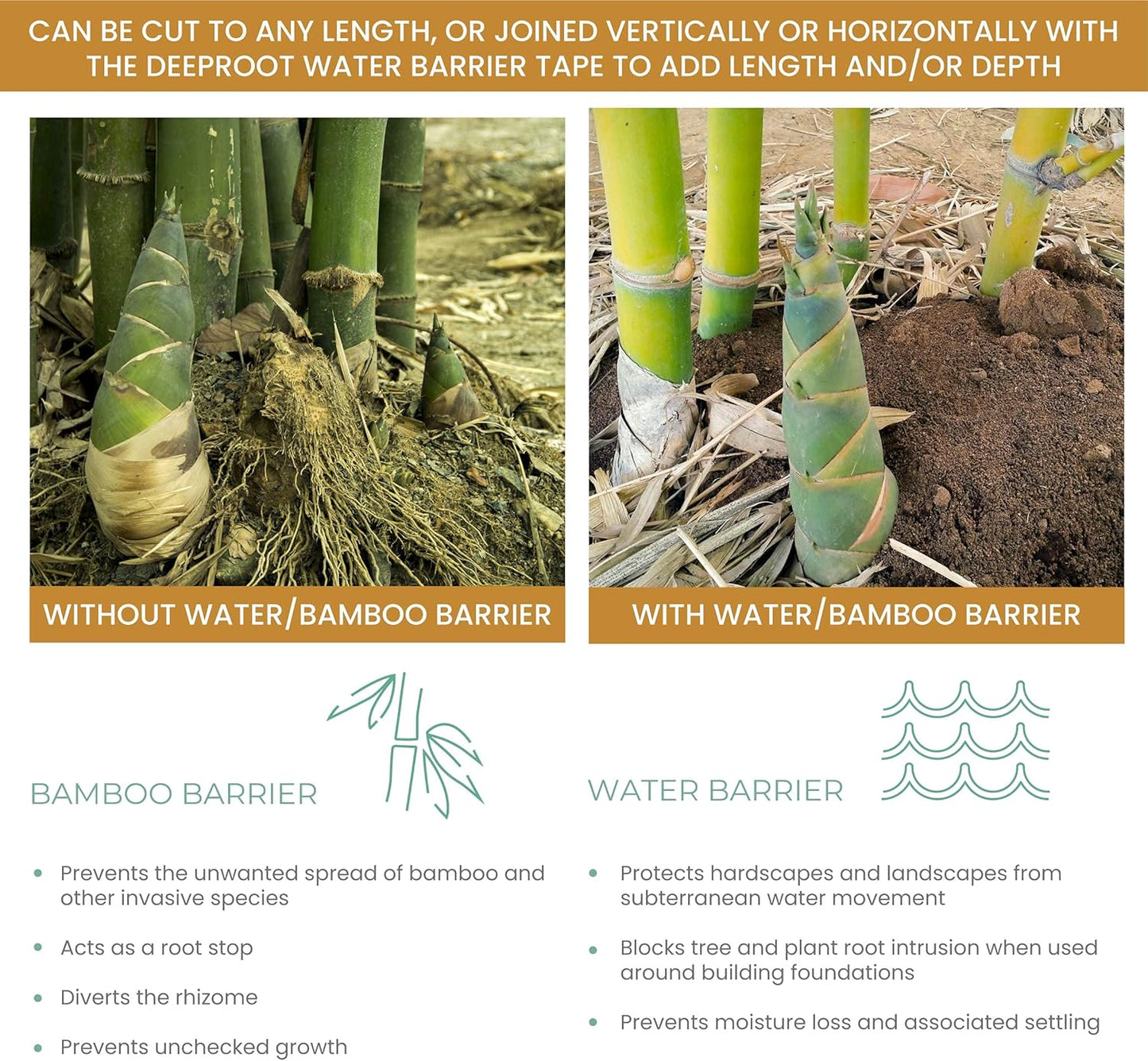 DeepRoot Water Barrier, Versatile Bamboo Barrier, Easy-to-Install Garden Barrier for Landscaping and Protection, Durable, Flexible, 24" x 100' Roll-30 mil Thickness, Black (WB 24/30-100)