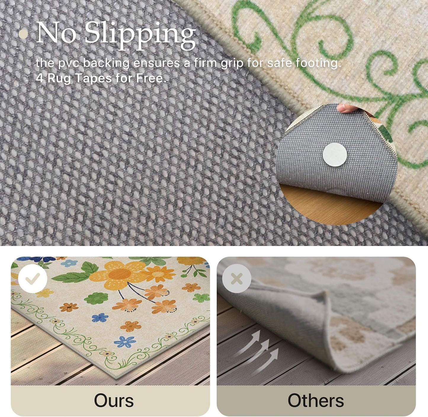 GENIMO Indoor Outdoor Area Rug 8' X 10' Waterproof, Washable Door Mat Non Shedding, Easy Cleaning Floral Outdoor Carpet for Patio, Entryway, Porch, Bathroom, Living Room, Bedroom, Backyard