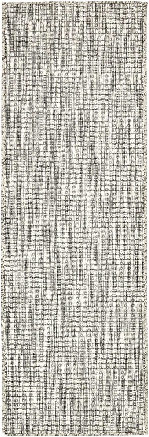 Unique Loom Collection Casual Transitional Solid Heathered Indoor/Outdoor Flatweave Area Rug (2' x 6' 1" Runner, Light Gray/Ivory)