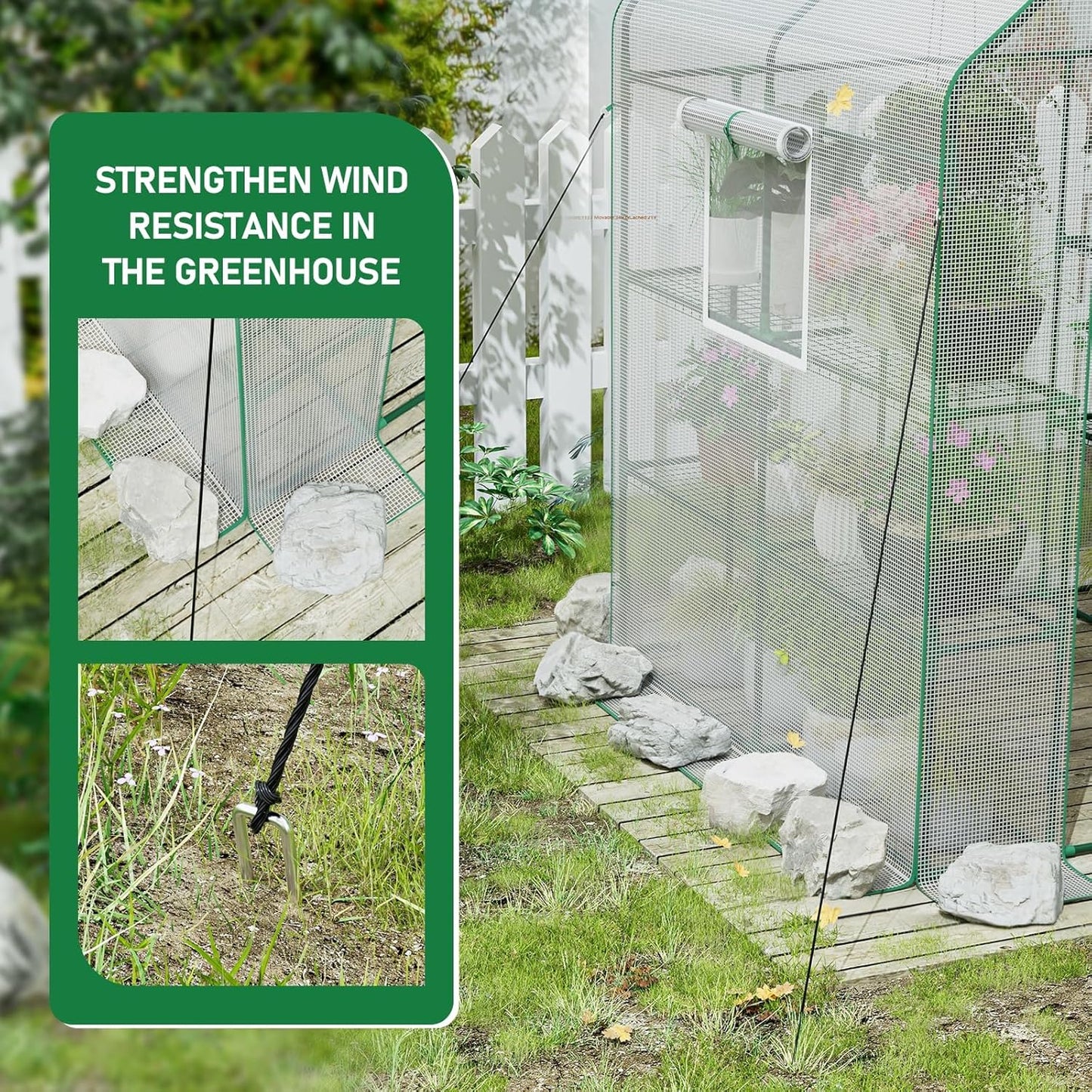 56×56×78Inch Walk-in Greenhouse, Heavy Duty Small Plant House with Thicken PE Cover and Steel Frame, for Garden, Outdoors, Indoors, White